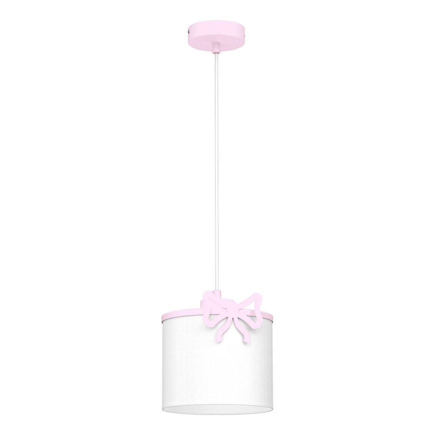Dětský lustr na lanku SWEET 1xE27/15W/230V bílá/růžová/mašle
