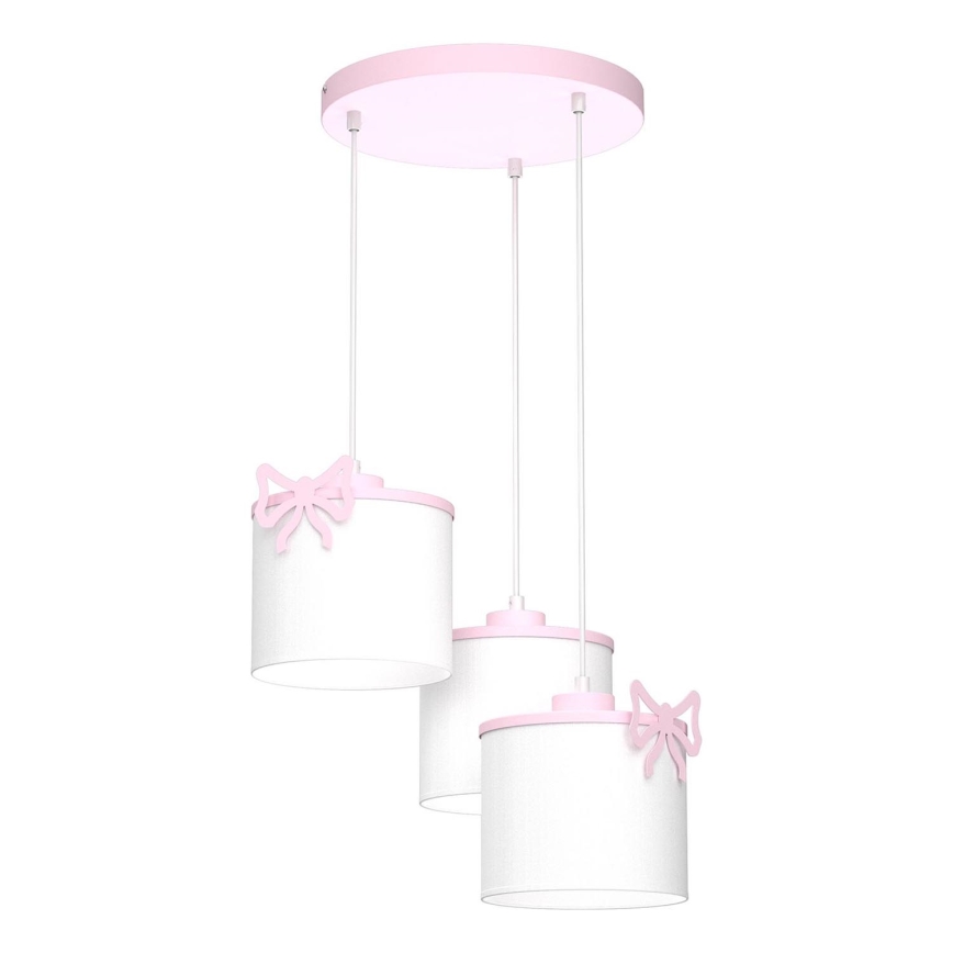 Dětský lustr na lanku SWEET 3xE27/15W/230V bílá/růžová/motýl