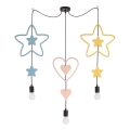 Dětský lustr na lanku TRIO 3xE27/20W/230V modrá/růžová/žlutá