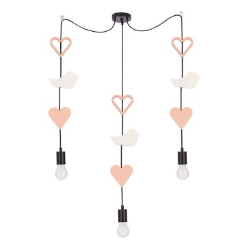 Dětský lustr na lanku TRIO 3xE27/20W/230V růžová/bílá