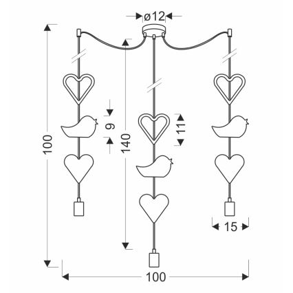 Dětský lustr na lanku TRIO 3xE27/20W/230V růžová/bílá