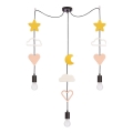 Dětský lustr na lanku TRIO 3xE27/20W/230V žlutá/bílá/růžová