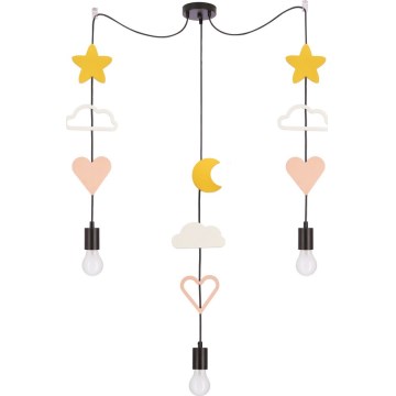 Dětský lustr na lanku TRIO 3xE27/20W/230V žlutá/bílá/růžová