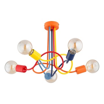 Dětský přisazený lustr WINGO 5xE27/15W/230V pestrobarevná