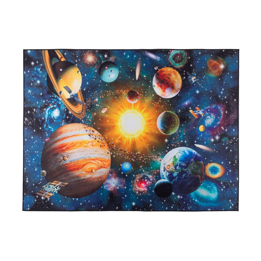 Dětský protiskluzový koberec PRINT 3D 80x150 cm planety/pestrobarevná
