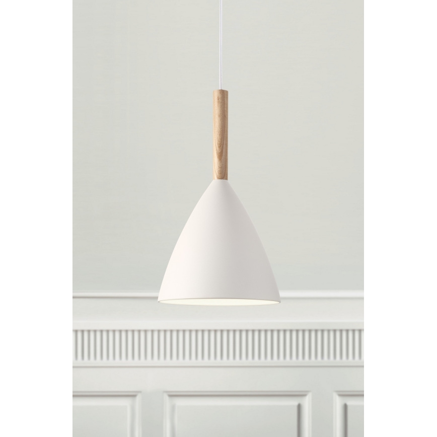 DFTP by Nordlux - Lustr na lanku PURE 1xE27/40W/230V pr. 20 cm bílá/jasan