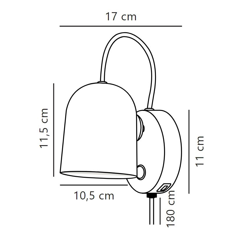 DFTP by Nordlux - Nástěnné bodové svítidlo s USB portem ANGLE 1xGU10/25W/230V černá