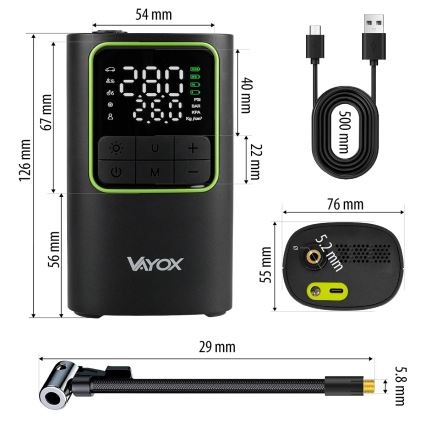 Digitální kapesní kompresor 5V 4000 mAh černá