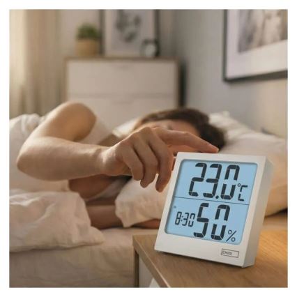 Digitální teploměr s vlhkoměrem 1xAA bílá