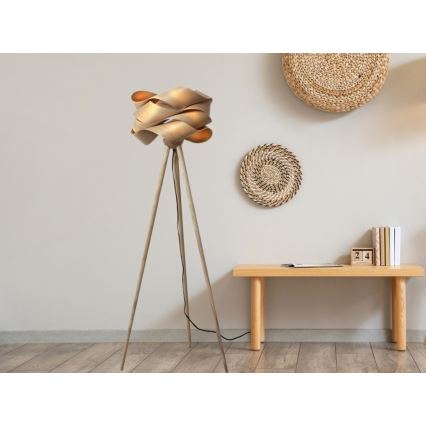 Dřevěná stojací lampa 1xE27/60W/230V masiv/dýha/jasan