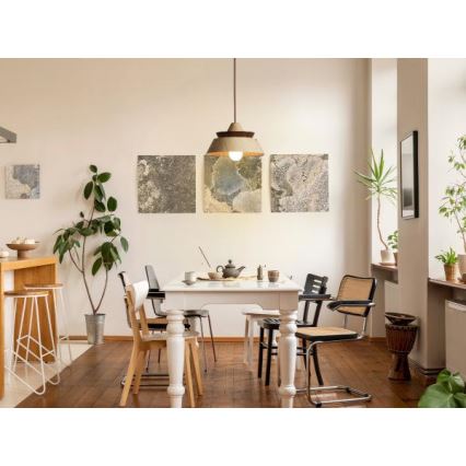 Dřevěný lustr na lanku 1xE27/60W/230V pr. 33 cm masiv/dub/ořech/kaučukovník