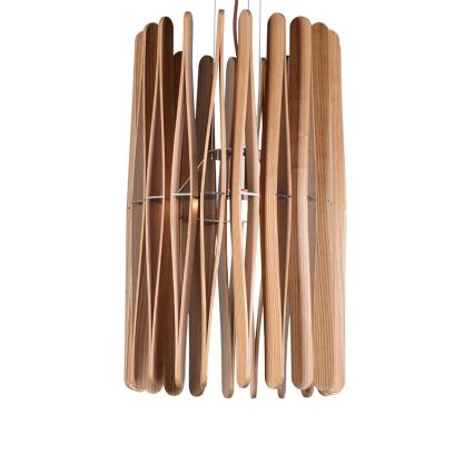 Dřevěný lustr na lanku 1xE27/60W/230V pr. 38 cm masiv/jasan/kaučukovník