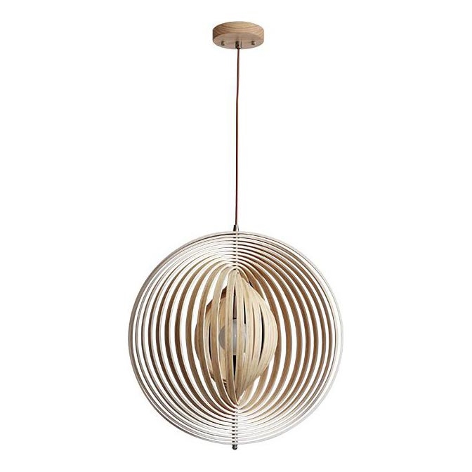 Dřevěný lustr na lanku 1xE27/60W/230V pr. 43,5 cm masiv/dýha/buk/kaučukovník