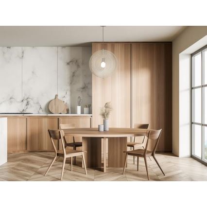 Dřevěný lustr na lanku 1xE27/60W/230V pr. 43,5 cm masiv/dýha/buk/kaučukovník