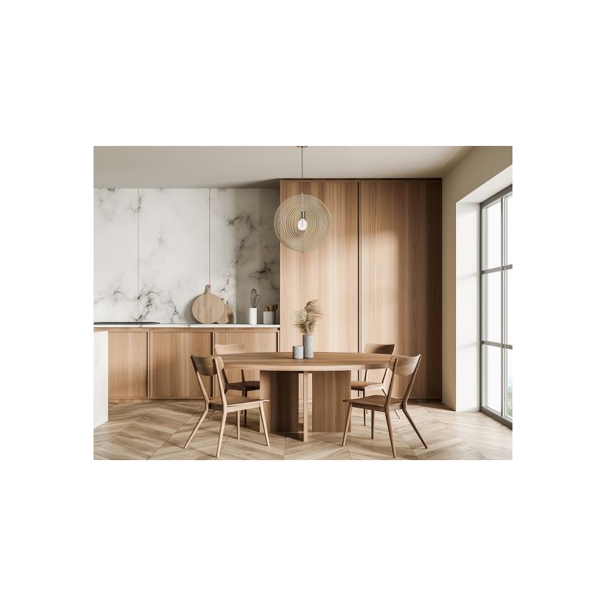 Dřevěný lustr na lanku 1xE27/60W/230V pr. 43,5 cm masiv/dýha/buk/kaučukovník