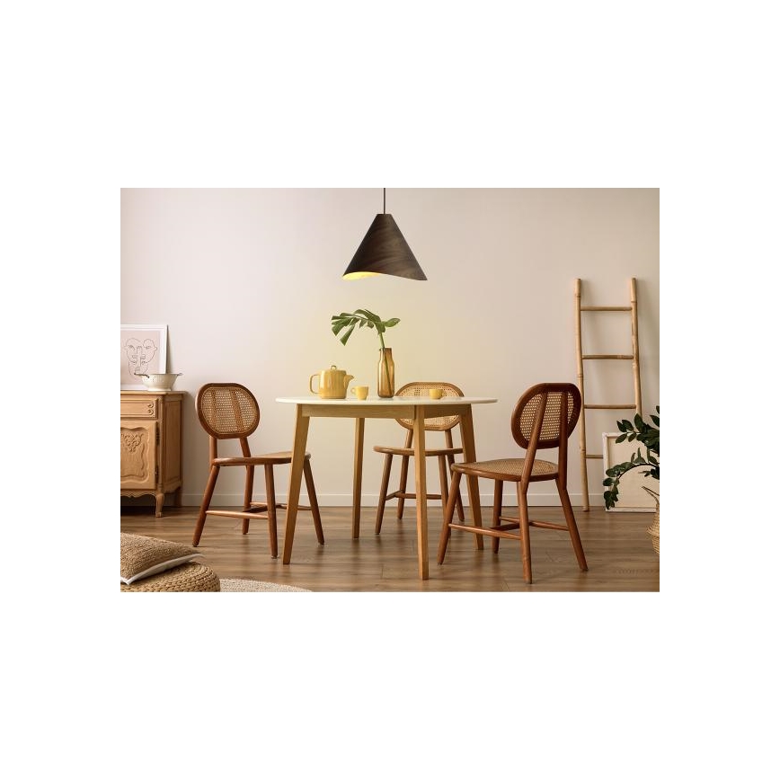 Dřevěný lustr na lanku 1xE27/60W/230V pr. 45 cm masiv/ořech/kaučukovník