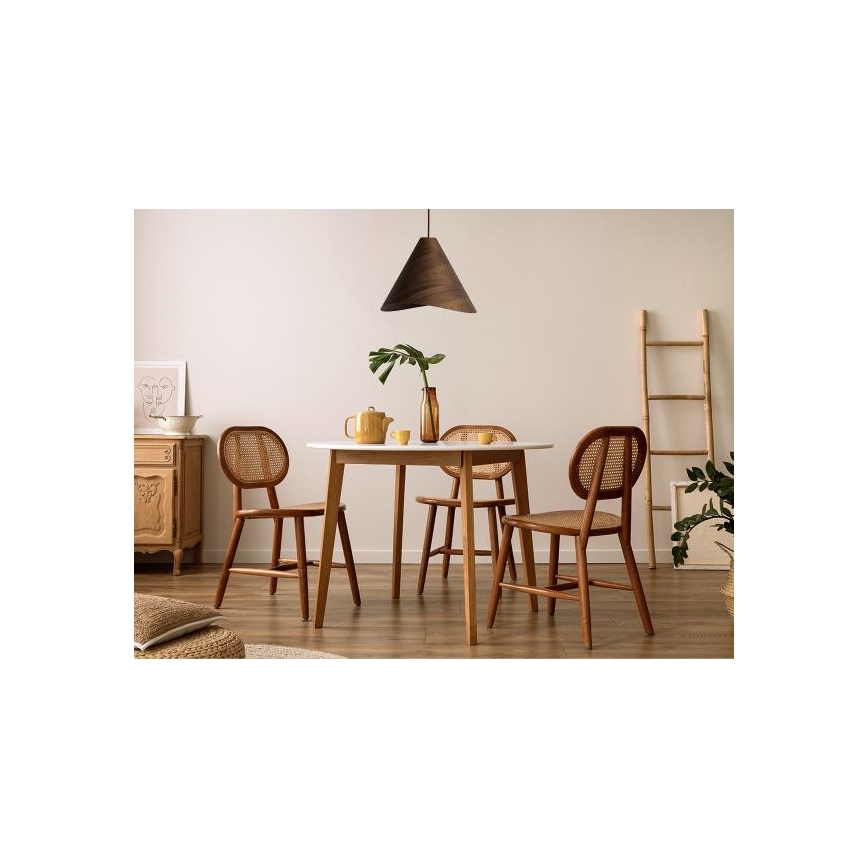 Dřevěný lustr na lanku 1xE27/60W/230V pr. 45 cm masiv/ořech/kaučukovník