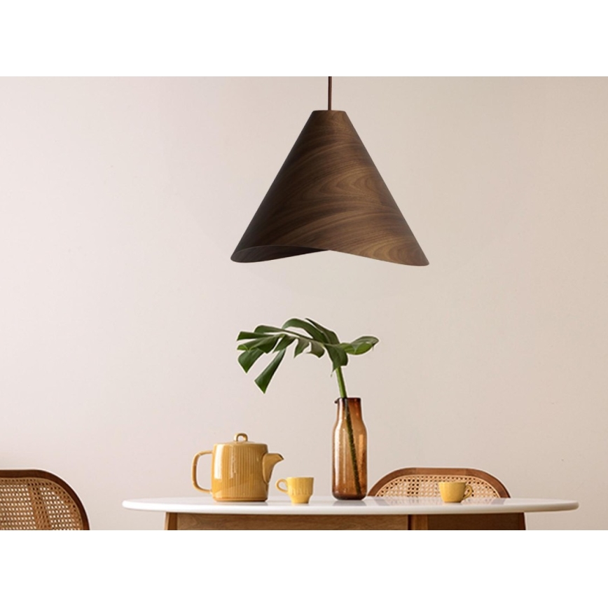 Dřevěný lustr na lanku 1xE27/60W/230V pr. 45 cm masiv/ořech/kaučukovník