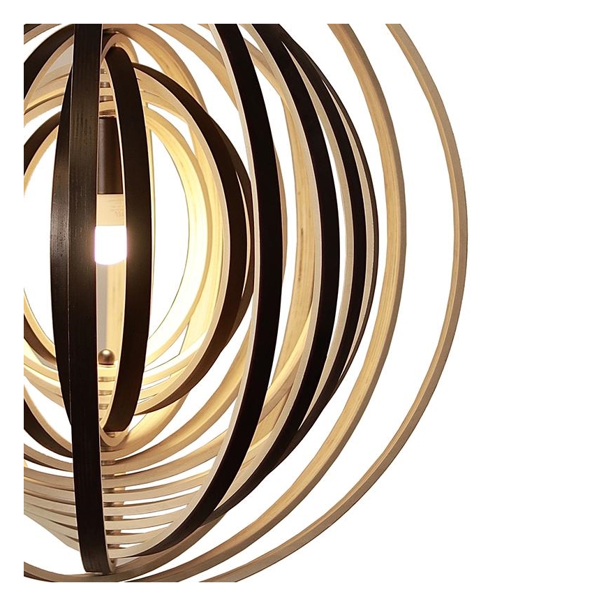 Dřevěný lustr na lanku 1xE27/60W/230V pr. 50 cm masiv/dýha/kaučukovník