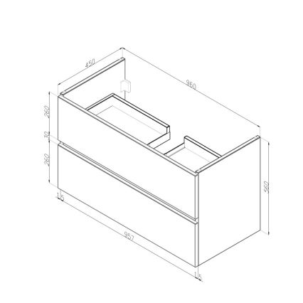 Dřevojas - Koupelnová skříňka s umyvadlem BANO 100x47 cm tmavý dub/bílá