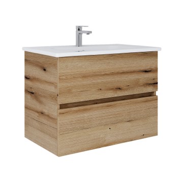 Dřevojas - Koupelnová skříňka s umyvadlem BANO 78x47 cm dub/bílá