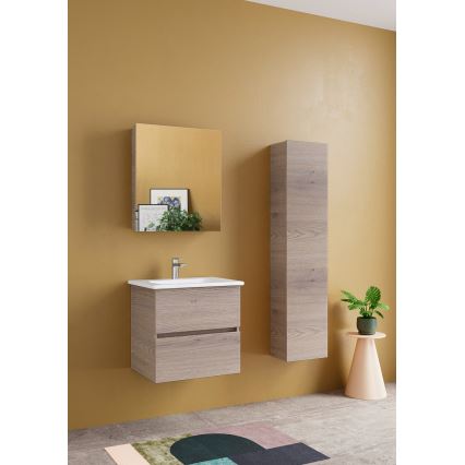 Dřevojas - Závěsná koupelnová skříňka ZYLO 35x155 cm tmavý dub
