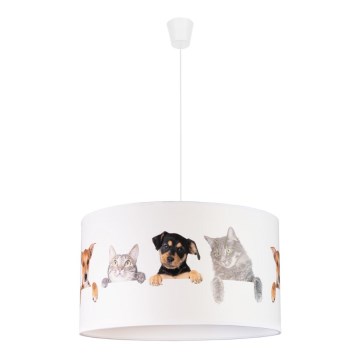 Duolla - Dětský lustr na lanku PRINT M 1xE27/40W/230V pr. 35 cm zvířata