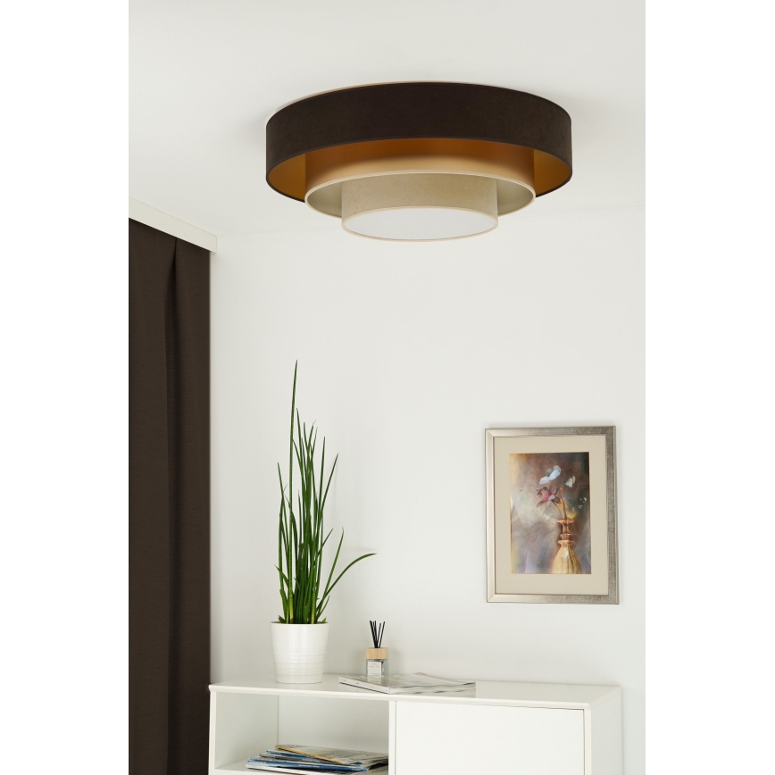 Duolla - LED Stropní svítidlo LUNETA LED/26W/230V pr. 60 cm 4000K hnědá/zlatá/krémová