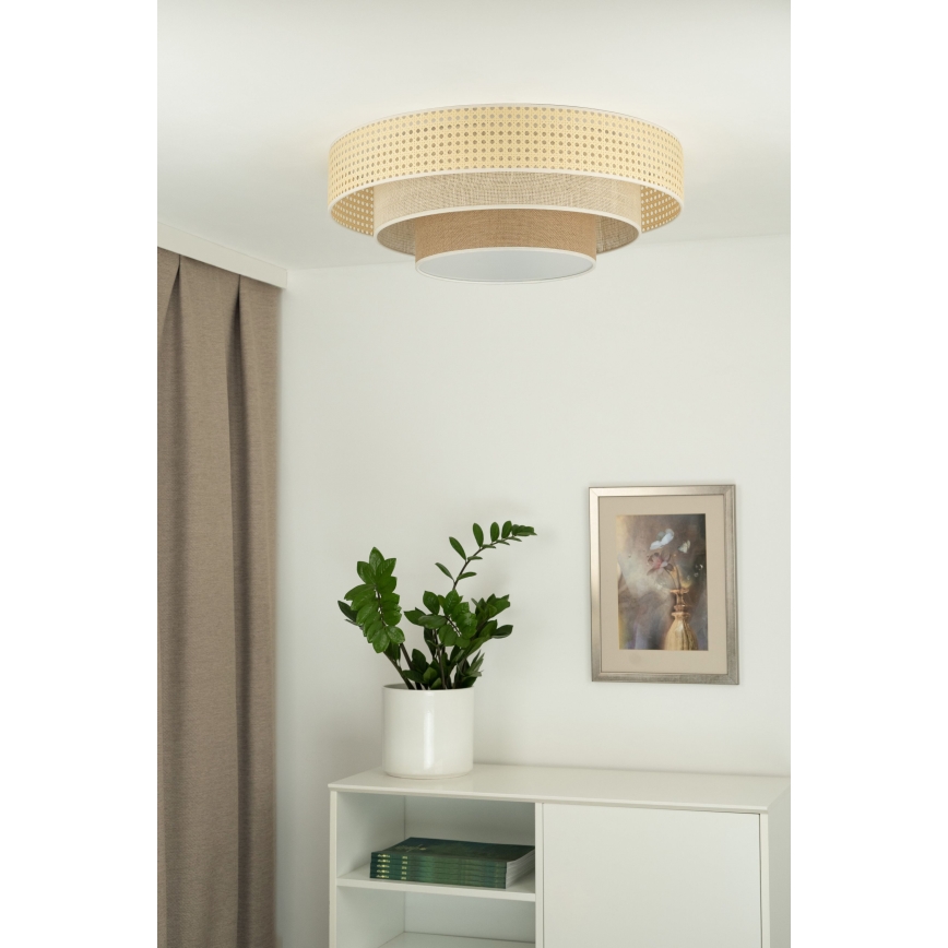 Duolla - LED Stropní svítidlo LUNETA LED/26W/230V pr. 60 cm 4000K ratan/béžová/hnědá