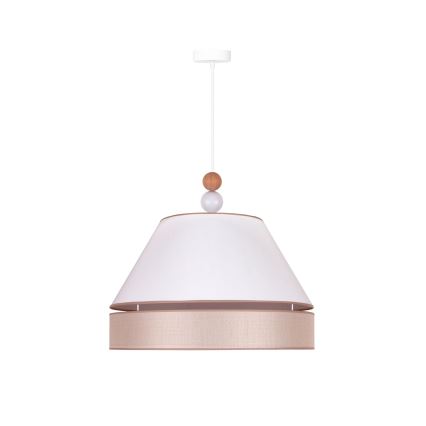 Duolla - Lustr na lanku AVIGNON 1xE27/15W/230V pr. 50 cm bílá/béžová