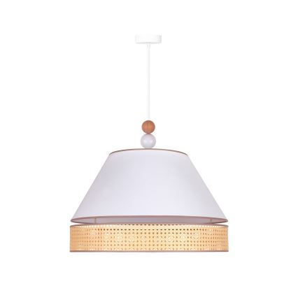 Duolla - Lustr na lanku AVIGNON 1xE27/15W/230V pr. 60 cm bílá/ratan