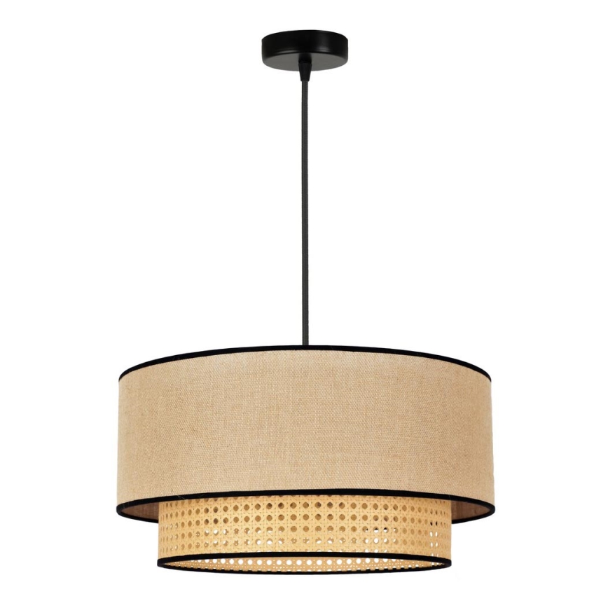 Duolla - Lustr na lanku BOHO 1xE27/15W/230V pr. 45 cm béžová/ratan
