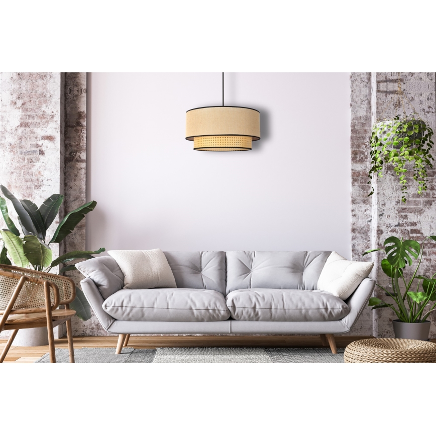 Duolla - Lustr na lanku BOHO 1xE27/15W/230V pr. 45 cm béžová/ratan