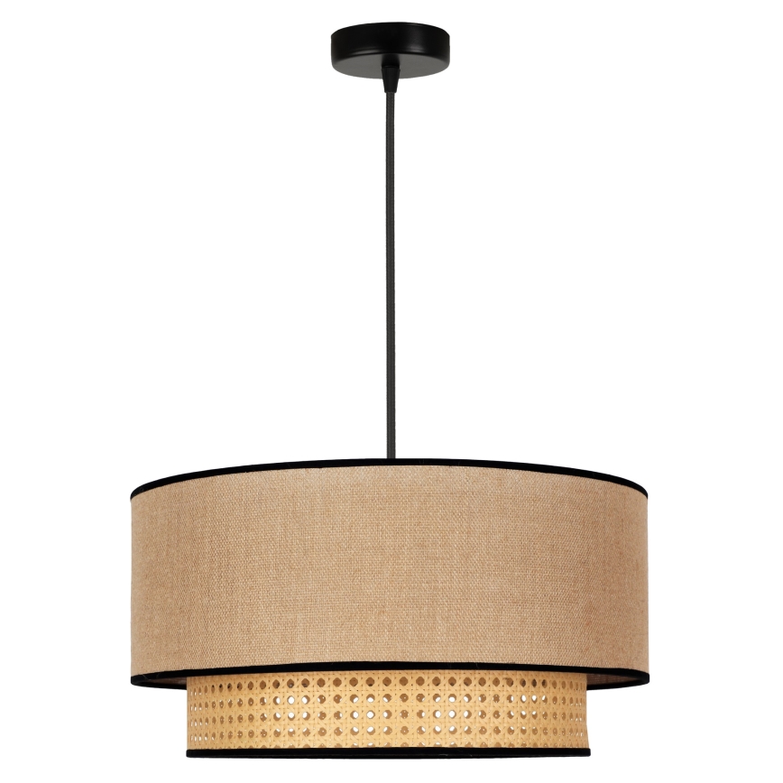 Duolla - Lustr na lanku BOHO 1xE27/15W/230V pr. 45 cm béžová/ratan