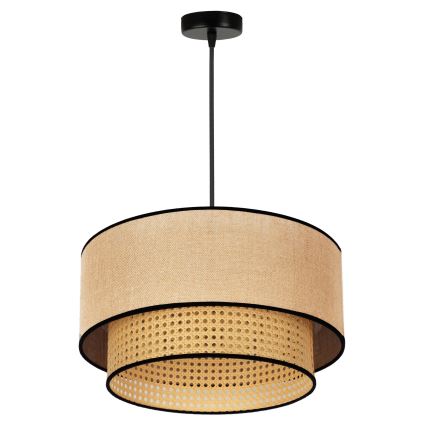 Duolla - Lustr na lanku BOHO 1xE27/15W/230V pr. 45 cm béžová/ratan