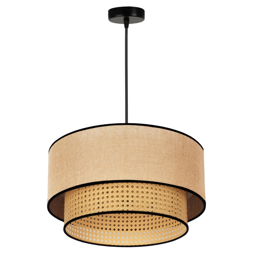 Duolla - Lustr na lanku BOHO 1xE27/15W/230V pr. 45 cm béžová/ratan