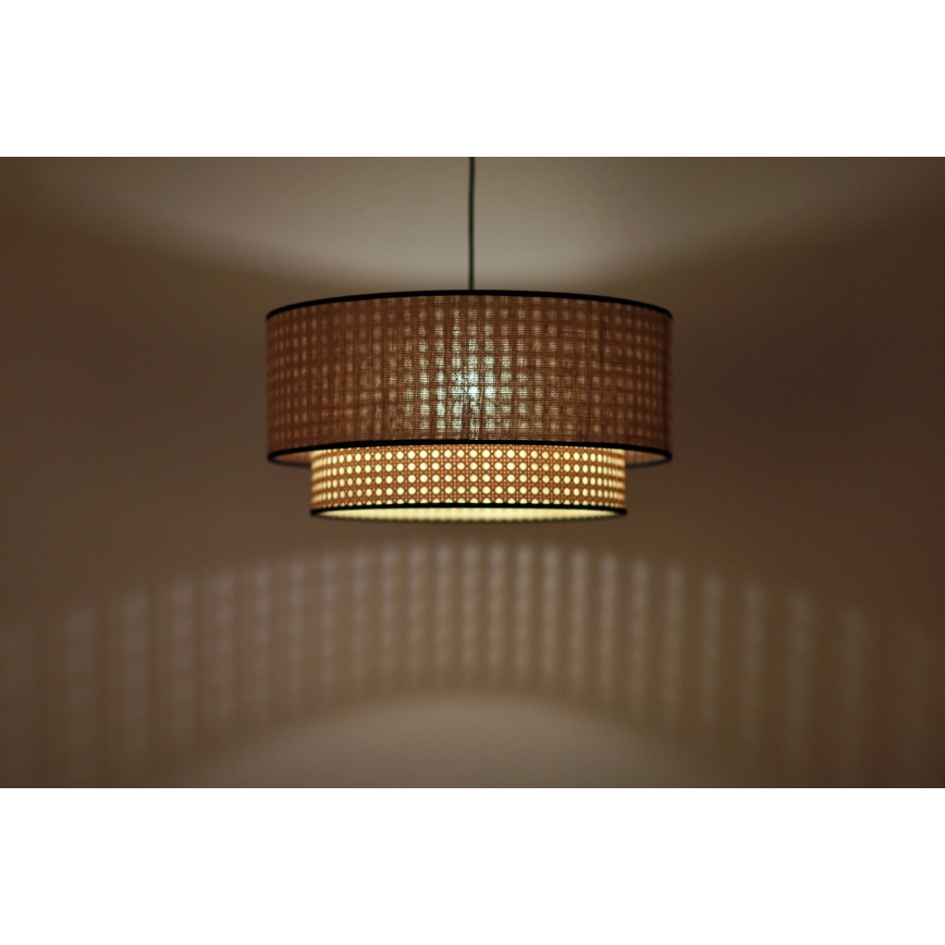 Duolla - Lustr na lanku BOHO 1xE27/15W/230V pr. 45 cm béžová/ratan