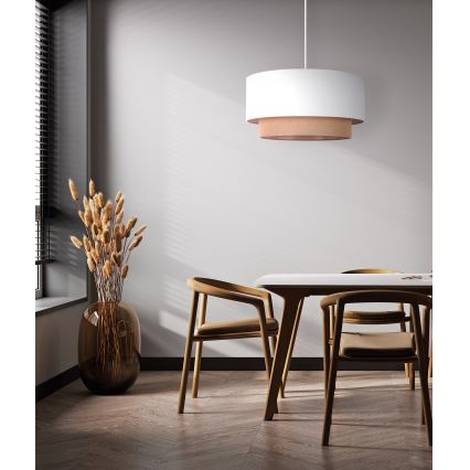 Duolla - Lustr na lanku BOHO 1xE27/15W/230V pr. 45 cm bílá/hnědá