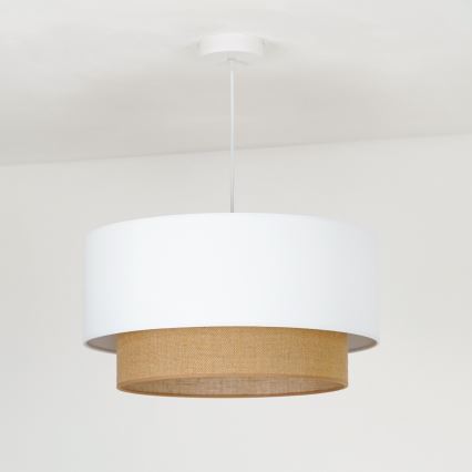 Duolla - Lustr na lanku BOHO 1xE27/15W/230V pr. 45 cm bílá/hnědá
