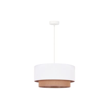 Duolla - Lustr na lanku BOHO 1xE27/15W/230V pr. 45 cm bílá/hnědá
