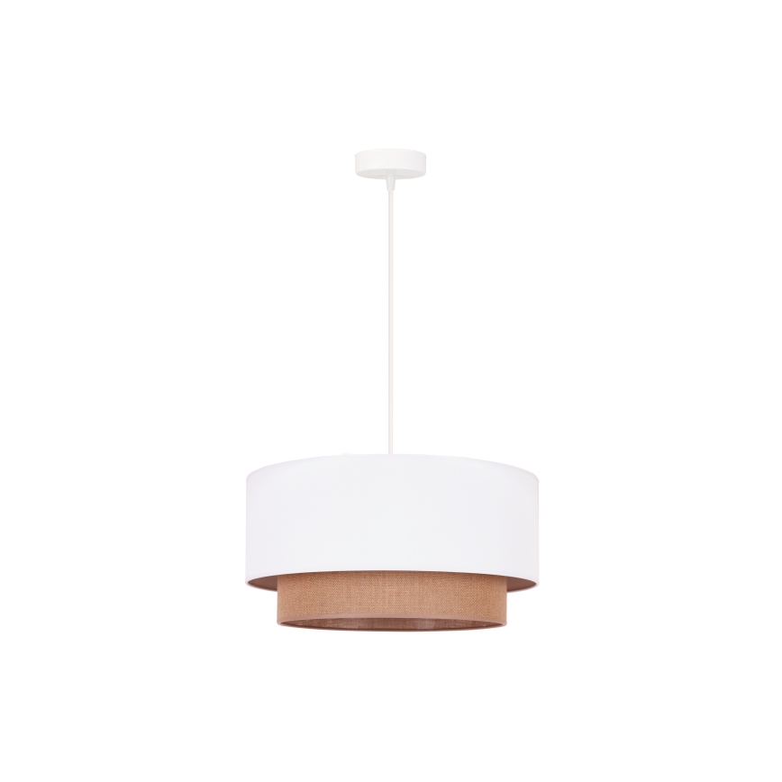 Duolla - Lustr na lanku BOHO 1xE27/15W/230V pr. 45 cm bílá/hnědá