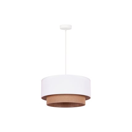 Duolla - Lustr na lanku BOHO 1xE27/15W/230V pr. 45 cm bílá/hnědá
