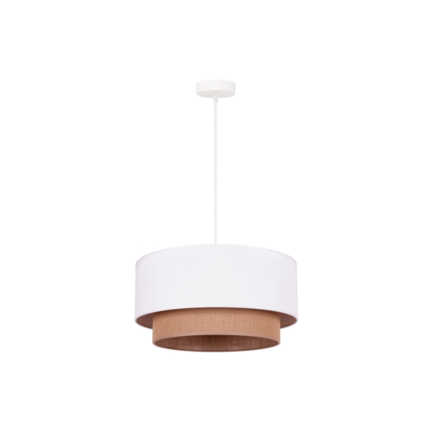 Duolla - Lustr na lanku BOHO 1xE27/15W/230V pr. 45 cm bílá/hnědá