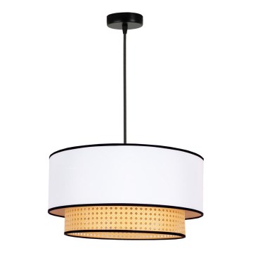 Duolla - Lustr na lanku BOHO 1xE27/15W/230V pr. 45 cm bílá/ratan
