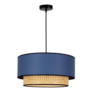 Duolla - Lustr na lanku BOHO 1xE27/15W/230V pr. 45 cm modrá/ratan