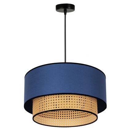 Duolla - Lustr na lanku BOHO 1xE27/15W/230V pr. 45 cm modrá/ratan