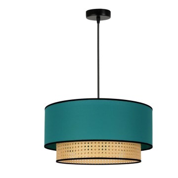 Duolla - Lustr na lanku BOHO 1xE27/15W/230V pr. 45 cm tyrkysová/ratan