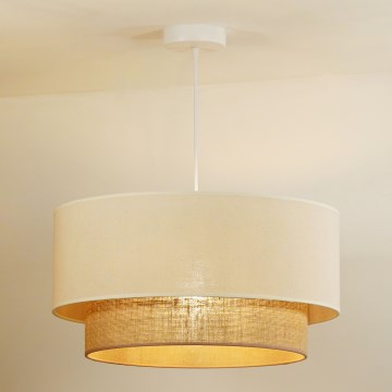 Duolla - Lustr na lanku BOHO 1xE27/15W/230V pr. 60 cm béžová/hnědá