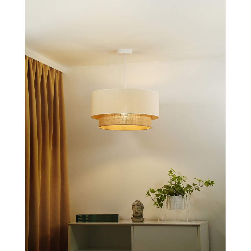 Duolla - Lustr na lanku BOHO 1xE27/40W/230V pr. 45 cm krémová/hnědá