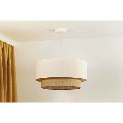 Duolla - Lustr na lanku BOHO 1xE27/40W/230V pr. 45 cm krémová/hnědá
